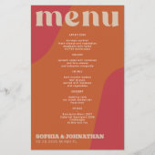 Budget modern retro groovy wedding menu template チラシ (正面)