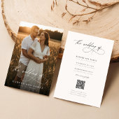 Budget Modern Script QR Code Photo Wedding Invites 招待状