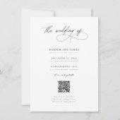 Budget Modern Script QR Code Photo Wedding Invites 招待状 (裏面)