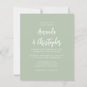 Budget Modern Script Sage Green Wedding Invitation (正面)