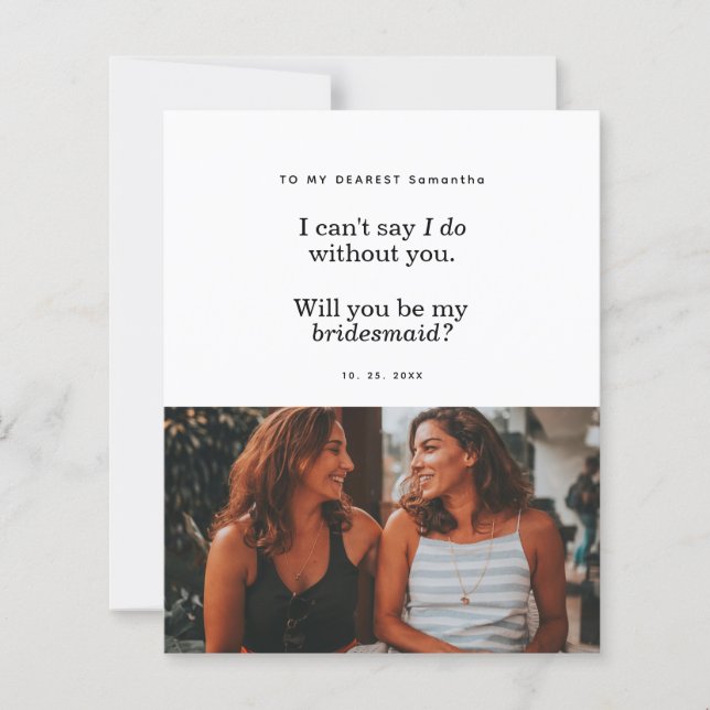 Budget Modern Will You Be My Bridesmaid Photo Card (正面)