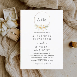 Budget Monogram Daisy Sage Green Floral Wedding チラシ