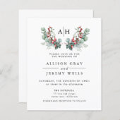 Budget Monogram Floral Wedding Invitation Flyer (正面/裏面)