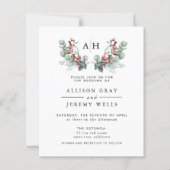 Budget Monogram Floral Wedding Invitation Flyer (正面)