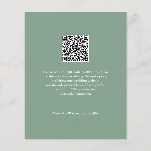 Budget Monstera Leaves Wedding QR Code Invitation (裏面)