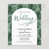 Budget Monstera Leaves Wedding QR Code Invitation (正面)