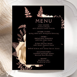 Budget Moody Floral Ivory Rose Gold Wedding Menu
