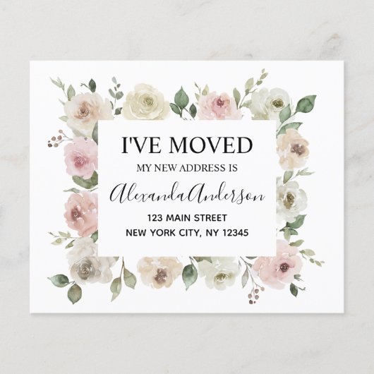 Budget Moving Announcement Dusty Pink Floral チラシ (正面)