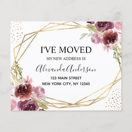 Budget Moving Announcement Floral Geometric チラシ (正面)