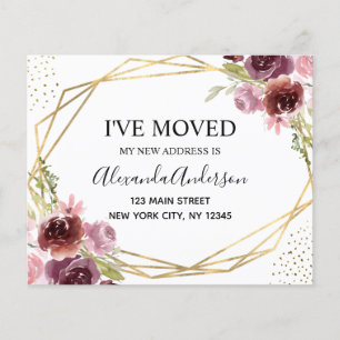Budget Moving Announcement Floral Geometric チラシ