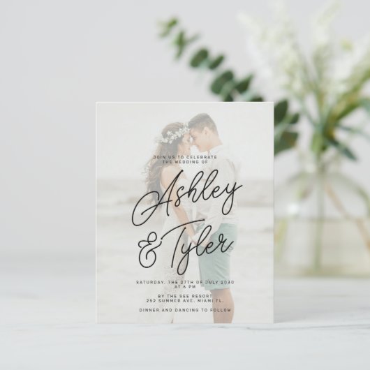 Budget names script overlay photo wedding invite (スタンド正面)
