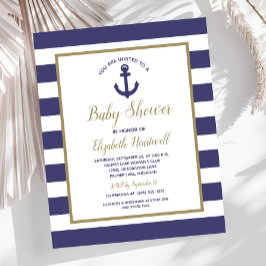 Budget Nautical Navy Blue Boys Baby Shower Invite