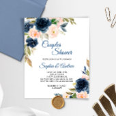 Budget Navy Blue & Blush Couples Shower Invitation