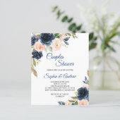 Budget Navy Blue & Blush Couples Shower Invitation (スタンド正面)