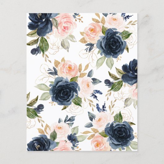 Budget Navy Blue & Blush Couples Shower Invitation (裏面)