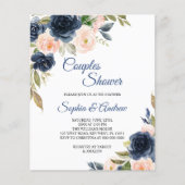 Budget Navy Blue & Blush Couples Shower Invitation (正面)