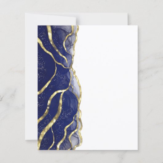 Budget Navy Blue Gold Ink Wedding Save the Date (裏面)