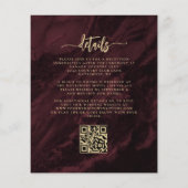 Budget Navy Gold Floral Burgundy QR Code Wedding (裏面)
