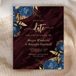Budget Navy Gold Floral Burgundy Save the Date