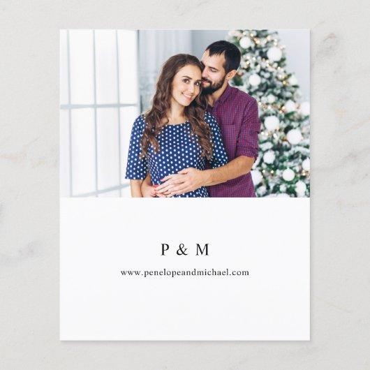 Budget Navy & PinkフローラSave the Date V2 Photo (裏面)