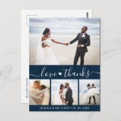 Budget Navy Script Pic Wedding Thank You Postcard ポストカード (正面/裏面)