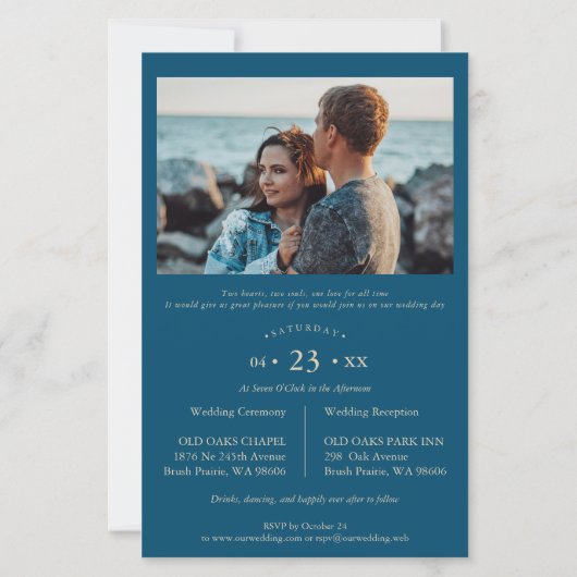 Budget Navy Trendy Modern Branches Gold Photo (裏面)