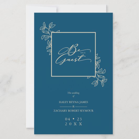 Budget Navy Trendy Modern Branches Gold Photo (正面)