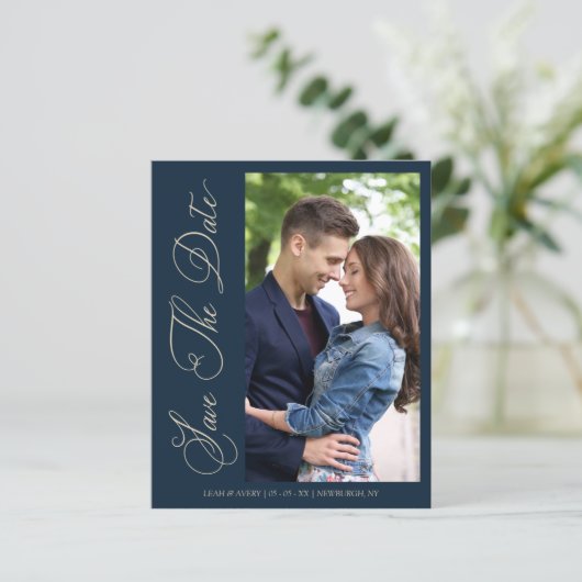 Budget Navy Wedding Photo Wimshical Script  (スタンド正面)