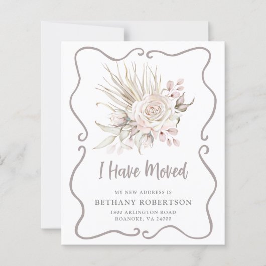 Budget New Home Blush Pink Roses Moving Card (正面)