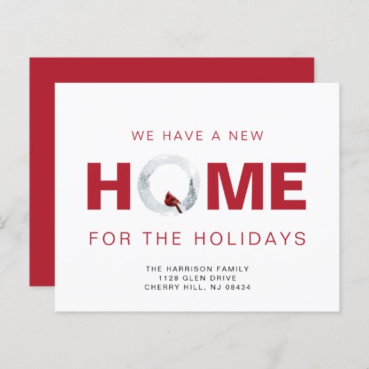 Budget New Home Red Cardinal Holiday Announcement (正面/裏面)