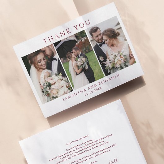 Budget Newlywedsフォトコラージュ結婚の感謝 ノートカード