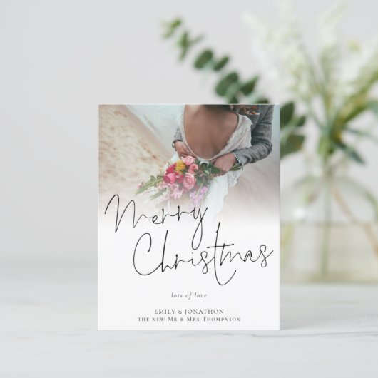 Budget Newlyweds写真メリークリスマスカード (スタンド正面)