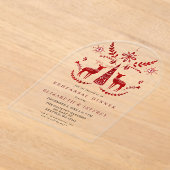 Budget Nordic Buck and Doe Rehearsal Dinner アクリル招待状 (レイダウン)