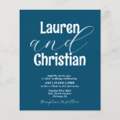 Budget Ocean Blue Scripture Wedding Invitation (正面)