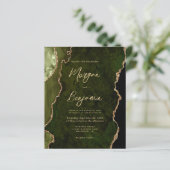 Budget Olive Green Agate Script QR Code Wedding (スタンド正面)