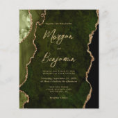 Budget Olive Green Agate Script QR Code Wedding (正面)