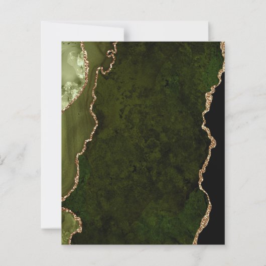 Budget Olive Green Gold Agate Wedding Invite (裏面)