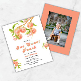 Budget One Sweet Peach Photo 1st Birthday Invite