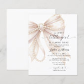 Budget Pearl and Bow Sweet Little Girl Baby Shower (正面/裏面)