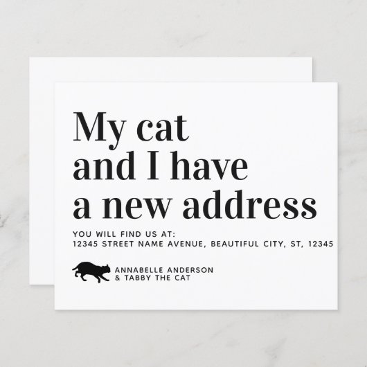 Budget Pet Cat引っ越しました新しいアドレス移動カード (正面/裏面)