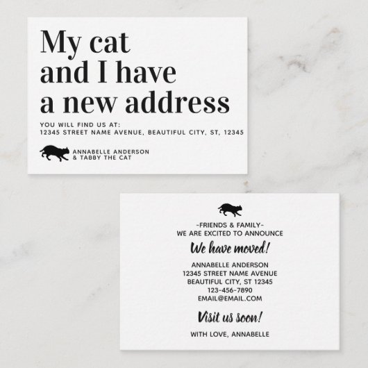 Budget Pet Cat移動アナウンスメントカード ノートカード (正面/裏面)