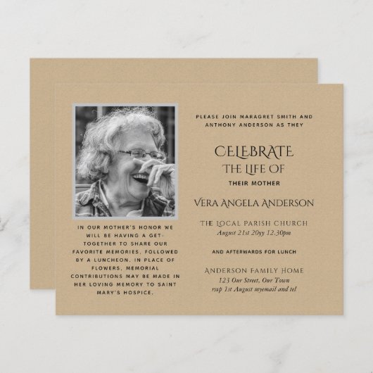 BUDGET PHOTOお祝いのライフ招待状 (正面/裏面)