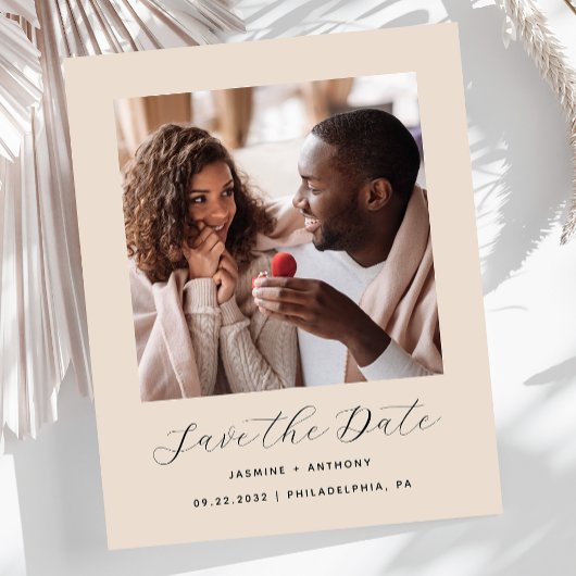 Budget Photo ミニマル Script Beige日付の保存