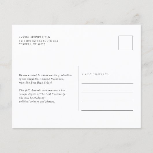 Budget Photo モダン Scriptの卒業発表 (裏面)