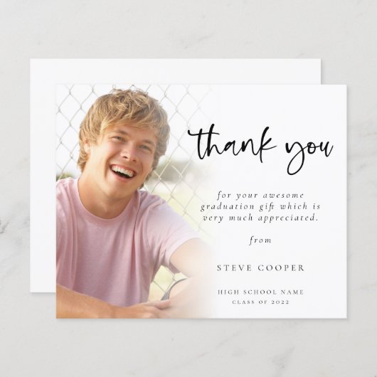 Budget Photo モダン Script Graduation Thank (正面/裏面)