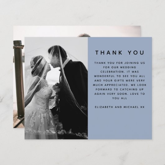 BUDGET Photo 結婚's Thank You モダン Blueシンプル (正面/裏面)