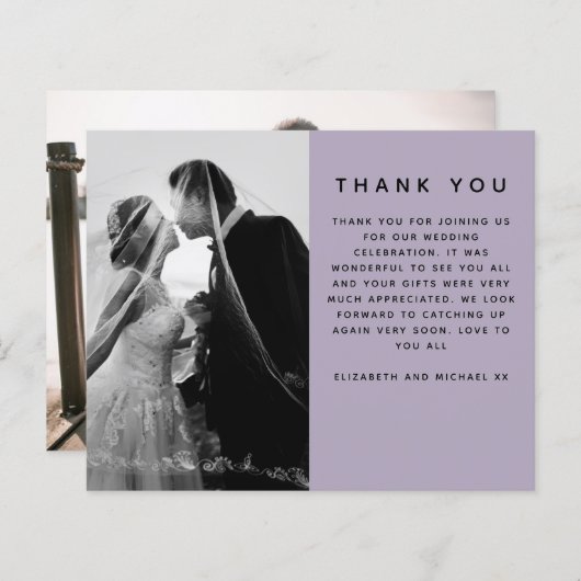 BUDGET Photo 結婚's Thank You モダン Purple Plain (正面/裏面)
