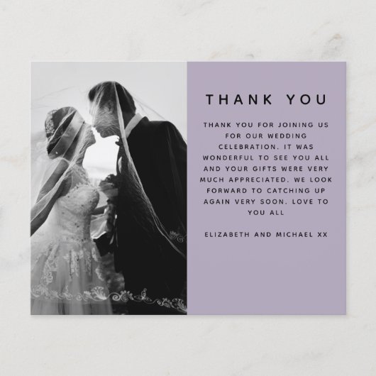 BUDGET Photo 結婚's Thank You モダン Purple Plain チラシ (正面)