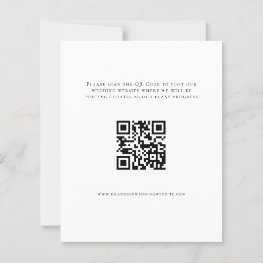 Budget Photo Background QR Wedding Save The Date (裏面)