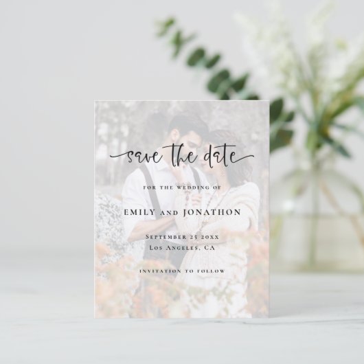 Budget Photo Background QR Wedding Save The Date (スタンド正面)